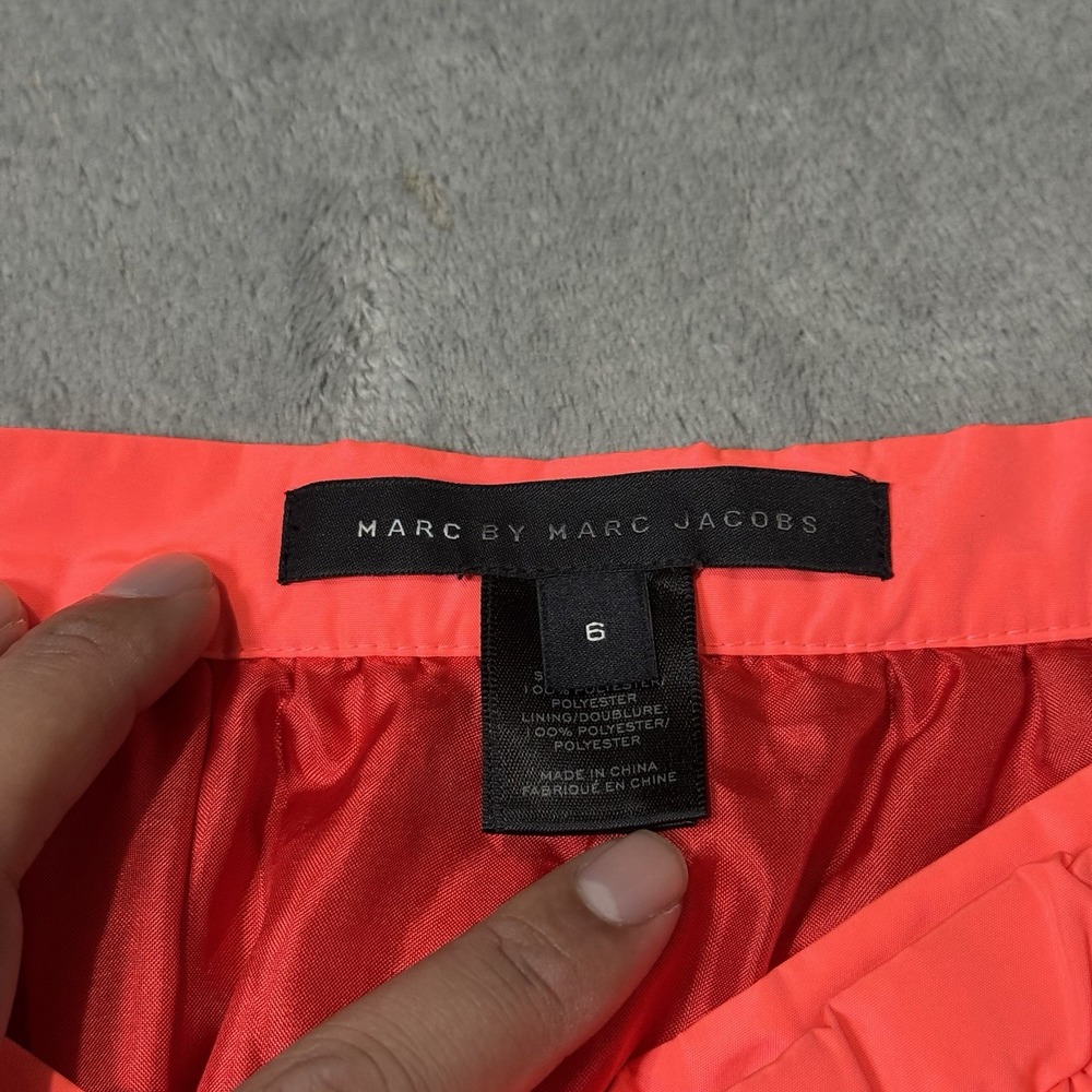 Marc by Marc Jacobs Ellsworth Draped Taffeta Pencil Skirt Neon‎ Pink Lava 6 $278 - Picture 4 of 8